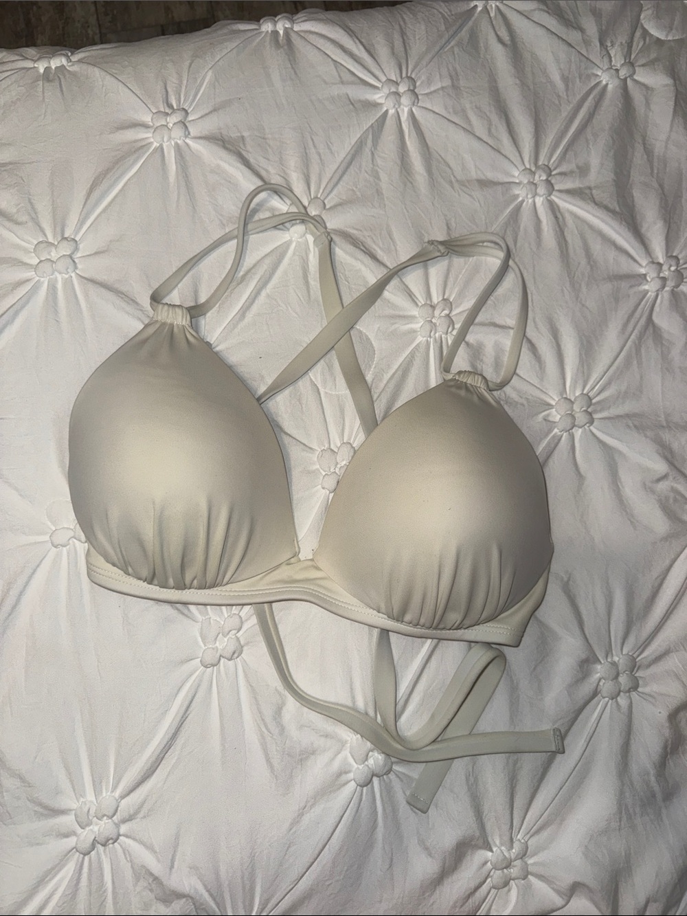 Women’s Cream Push-Up swim top with Strappy Back